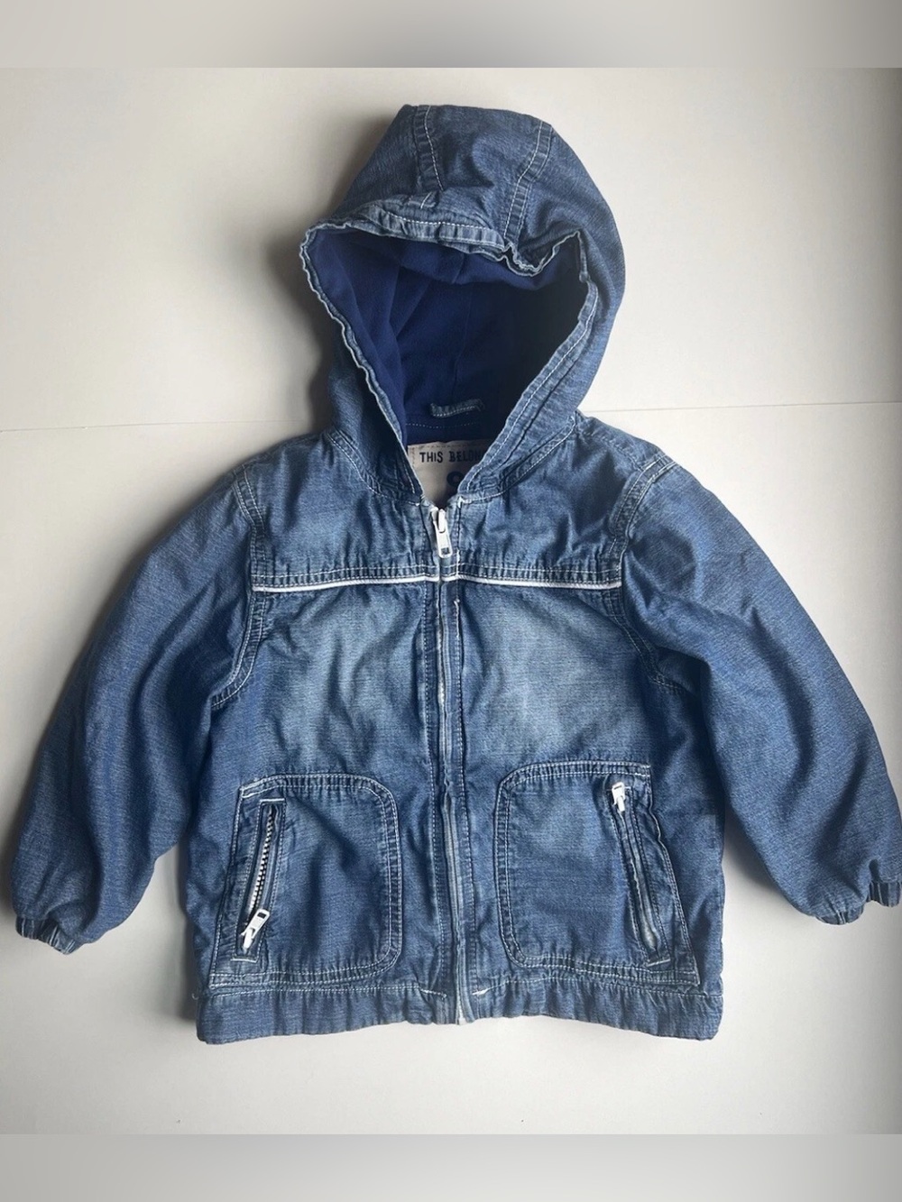 Gymboree Toddler Chambray Denim Lined Hooded Jacket Size 2T-3T Kids Zip Up